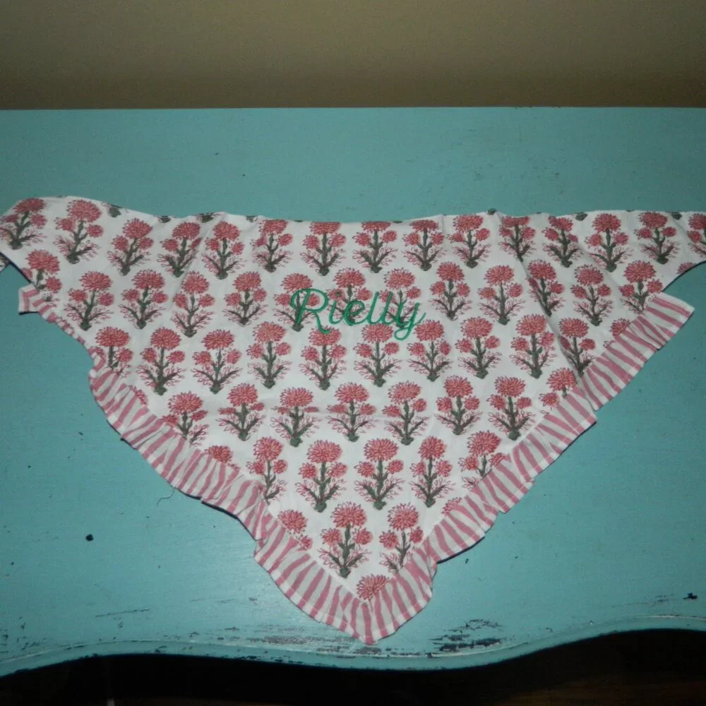 Mark & Graham Ruffle Dog Bandana Pink Block 